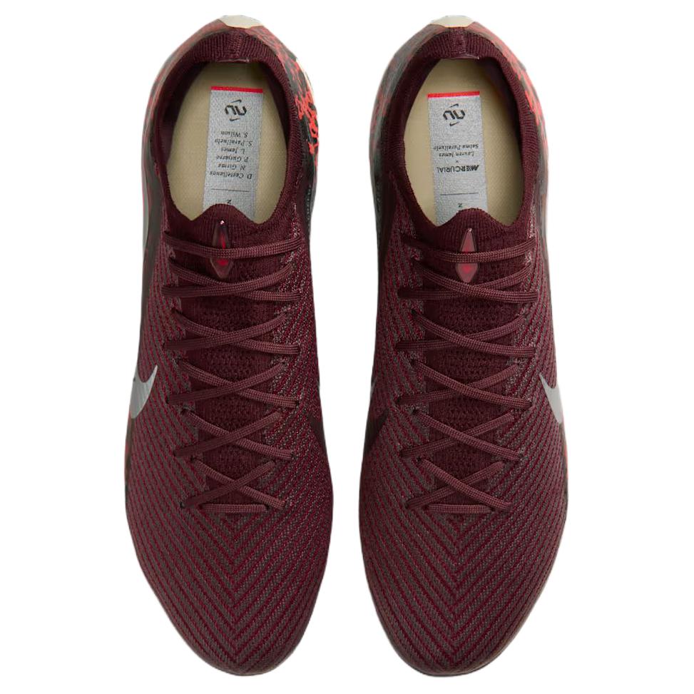 Nike United Mercurial Vapor 16 Elite FG Low Burgundy Crush University Red Fossil Metallic Silver Unisex Cleats IO8442-661