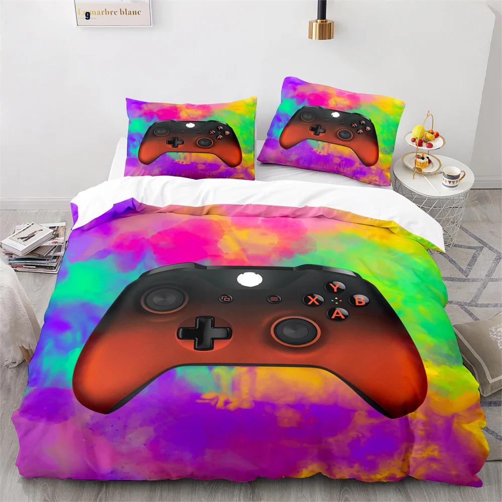 Comforter Colourful Gamepad Single Double Size Video Gamepad Pattern Boy For Bedroom Decor Polyester Comforter