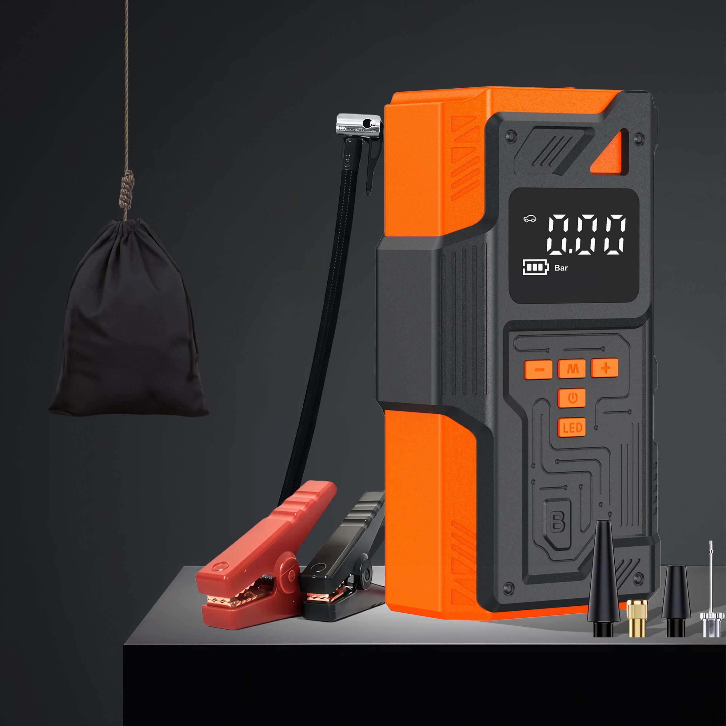 150PSI Air Pump & Car Battery Emergency Boosters, JKUOO- 5000A Instantly start Car Jump Starter ,-40°C Portable Car Starter NEW Jump Starter