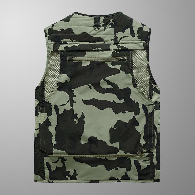 Men's Outdoor Sports Leisure Fishing Windproof Breathable Leather Vest Spring and Autumn Outdoor Sleeveless Camouflage Vest