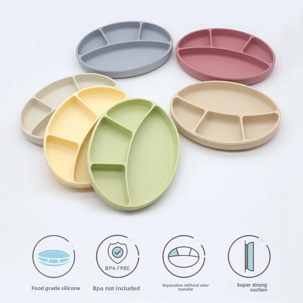 Waterproof Silicone Divided Plate Non-Slip Toddler Eating Plate Kids Feeding Plate  Baby Feeding