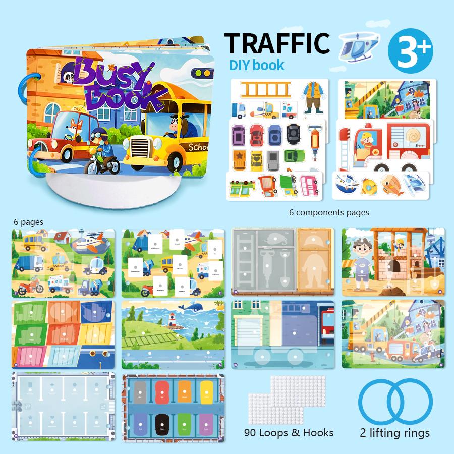 Montessori Toys Quiet Book My First Busy Book DIY Puzzle Dinosaurs Fruits Animals Transportation Matching Game Educational Toys