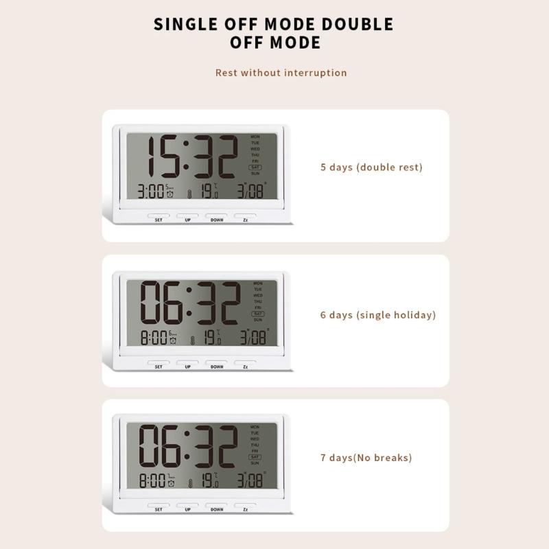 Digital Alarm Clock Foldable Design Quiets Operations Temperature Date Display LCD Transparent Screen For Home Office