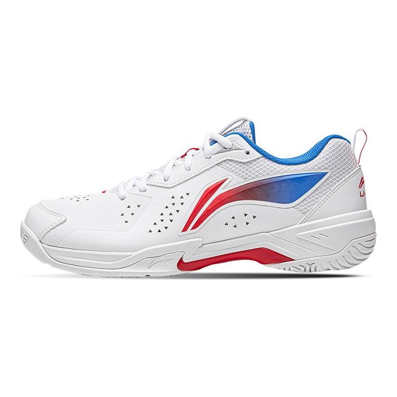 Li Ning Cushioning Abrasion Resistant Rebound Low top Badminton Shoes Unisex Standard White AYTW001-1