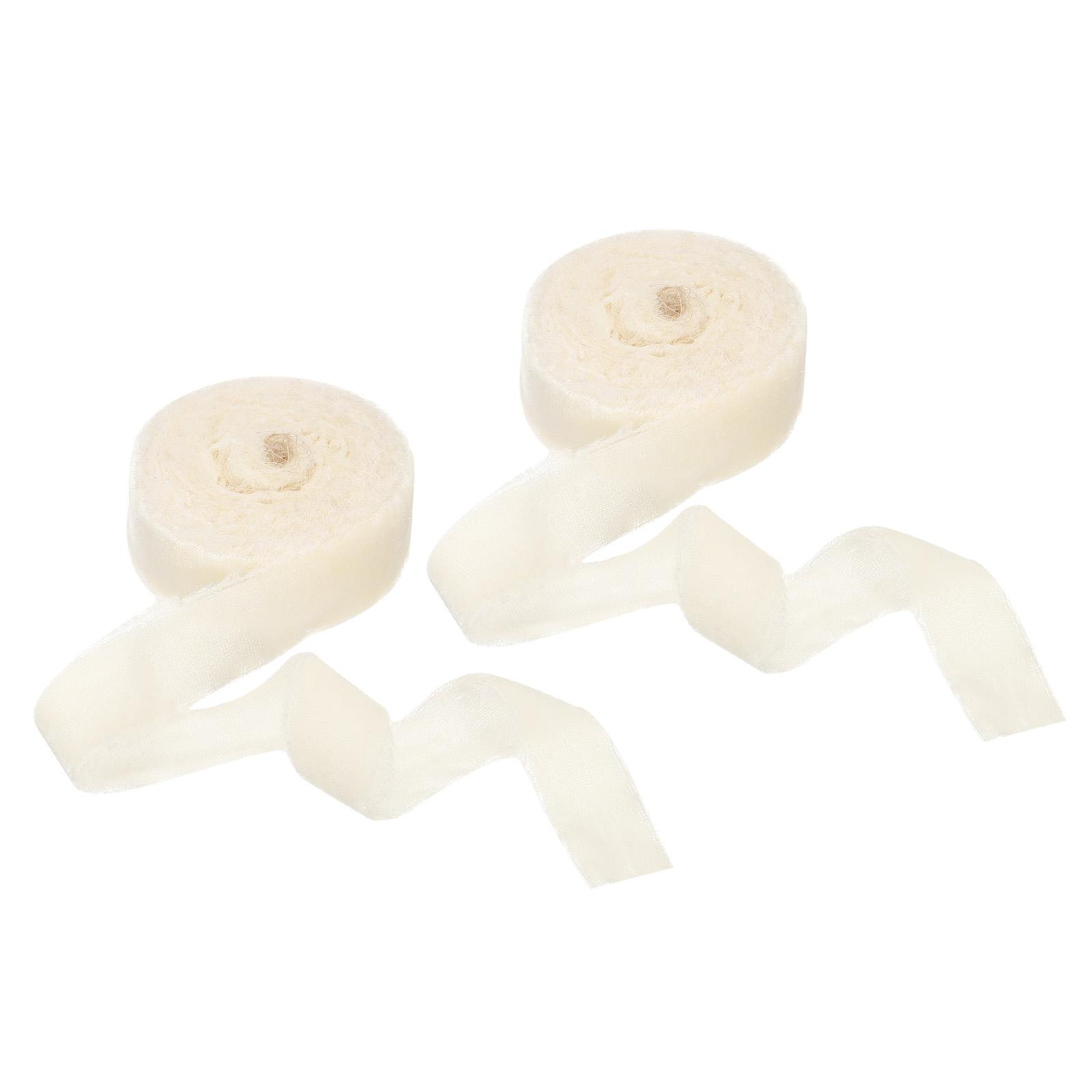 

2 Roll Velvet Ribbon Crinkled Handmade Frayed Edge Vintage Ribbons for Gift Wrapping Christmas Tree Ornament Decor 1.2 Wide 1.2 Inch x 3 Yard кремовый