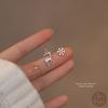 Korean Temperament Pavé Zircon Deer Snowflake Asymmetrical Earring for Women Student 925 Sterling Silver Christmas Party Jewelry