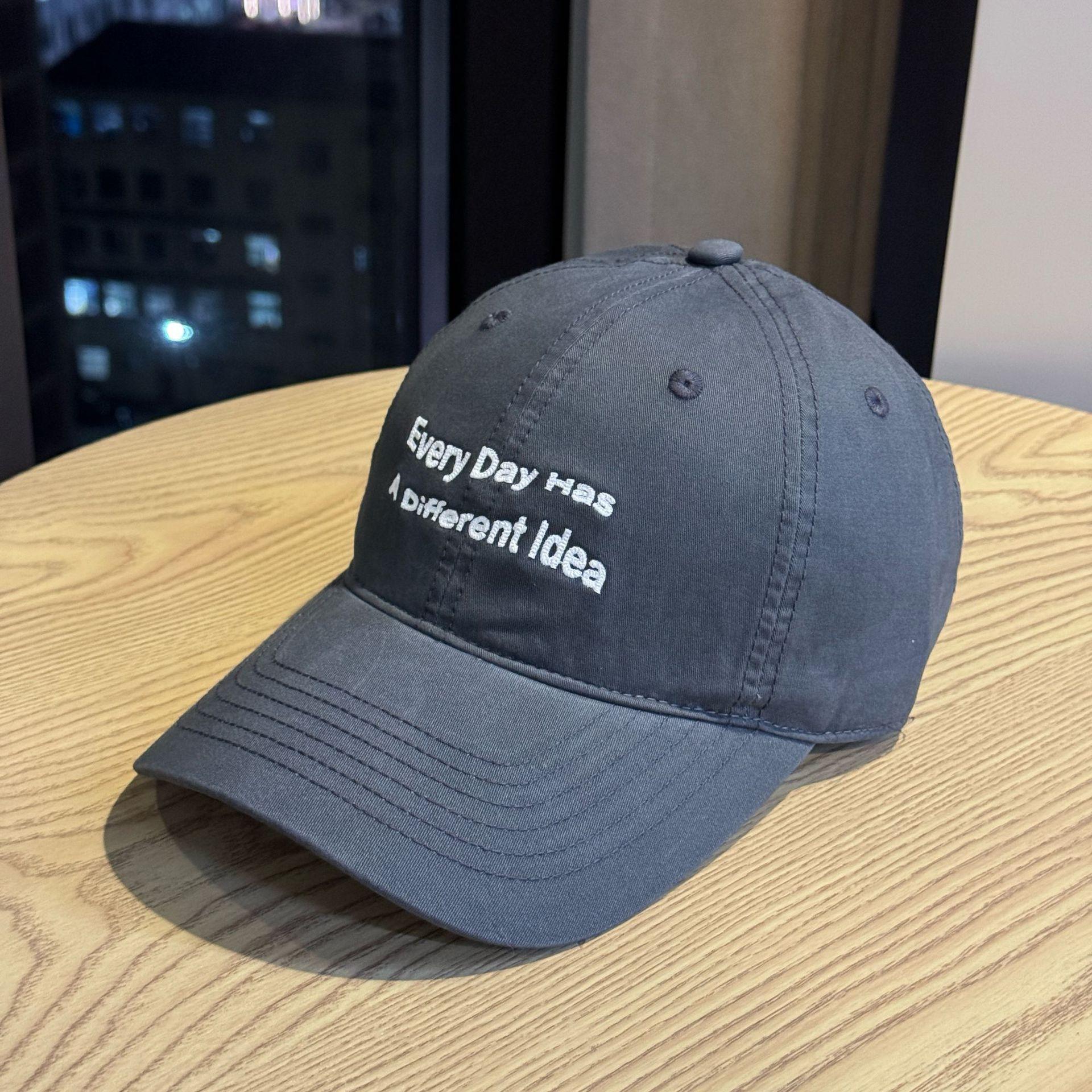 

New letter baseball cap for women with wide brim, makes the face look smaller, soft top duckbill cap, Korean style, suitable for large head Adult54-60Adjustable темно-сірий