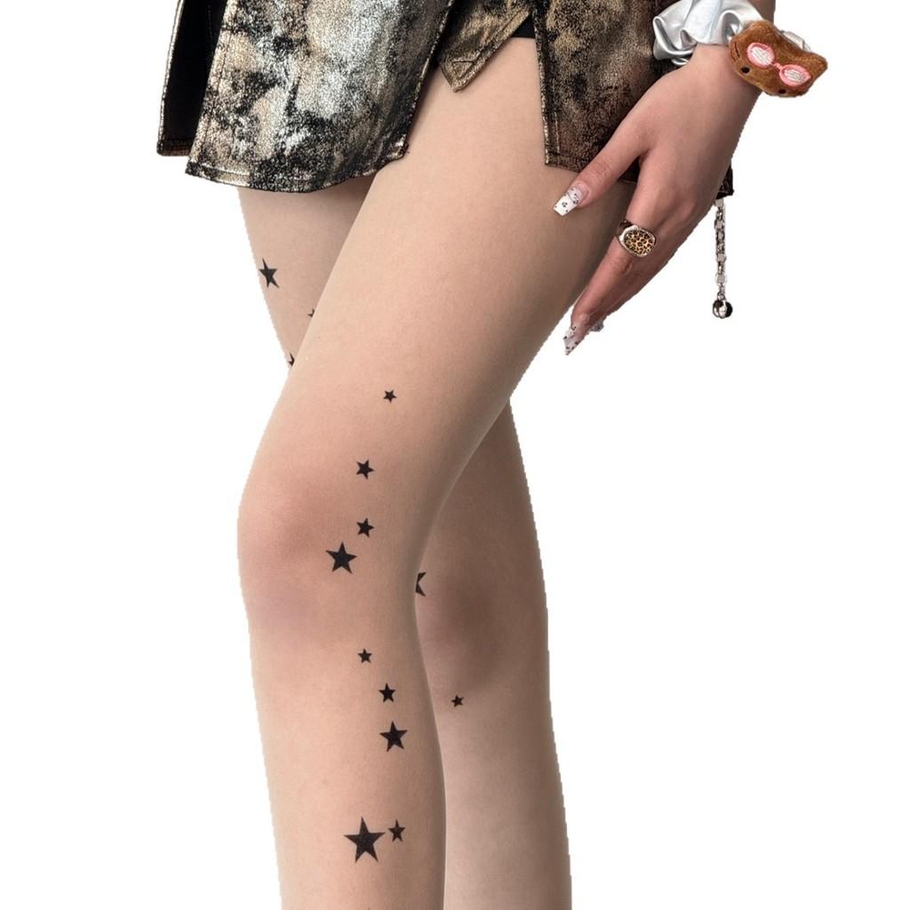 Nylon Star Pattern Tights With Invisible Design For Teen Girls