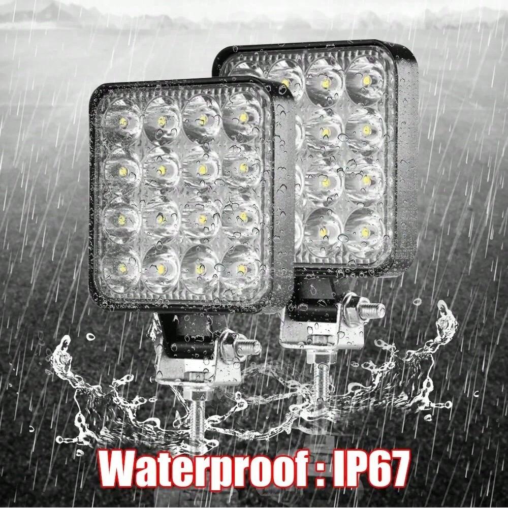 1/2PCS 45W Mini Square LED Work Light – Powerful Flood/Spot Beam for Off-Road Vehicles (Cars, Trucks, ATV, UTV, SUV)