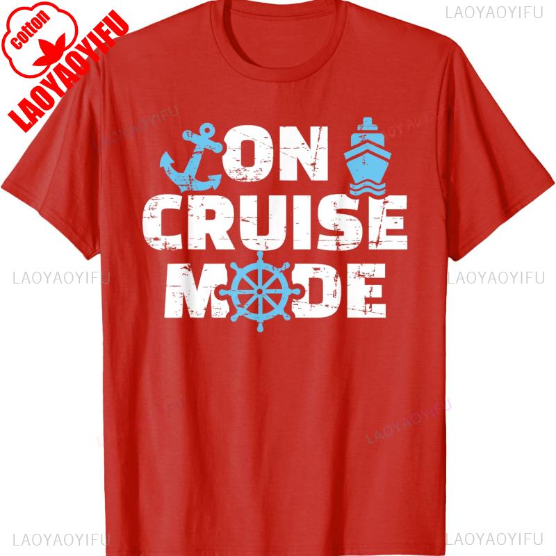 On Cruise Mode Letters Graphic TShirt High Quality Cotton Casual Style Crewneck Regular Short Sleeve Unisex Allmatch Shirts S