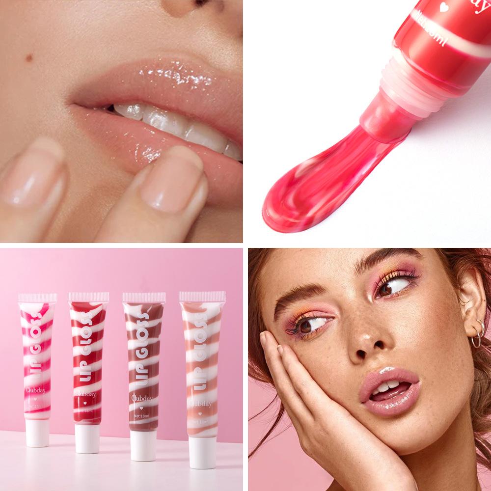 4pcs Colored water light fine flash pearlescent lip gloss set foreign trade hose moisturizing nude lip balm lip glaze