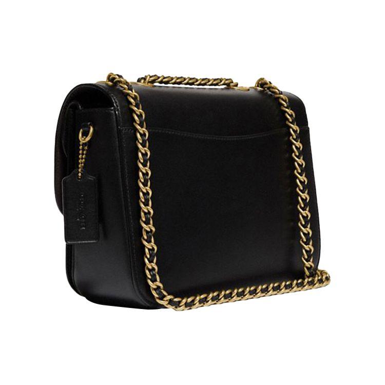 Coach Madison 23 Glatte Kette Klappe Leder Kleine Schulter Crossbody Tasche Damen Taschen Schwarz 5211-B4BK