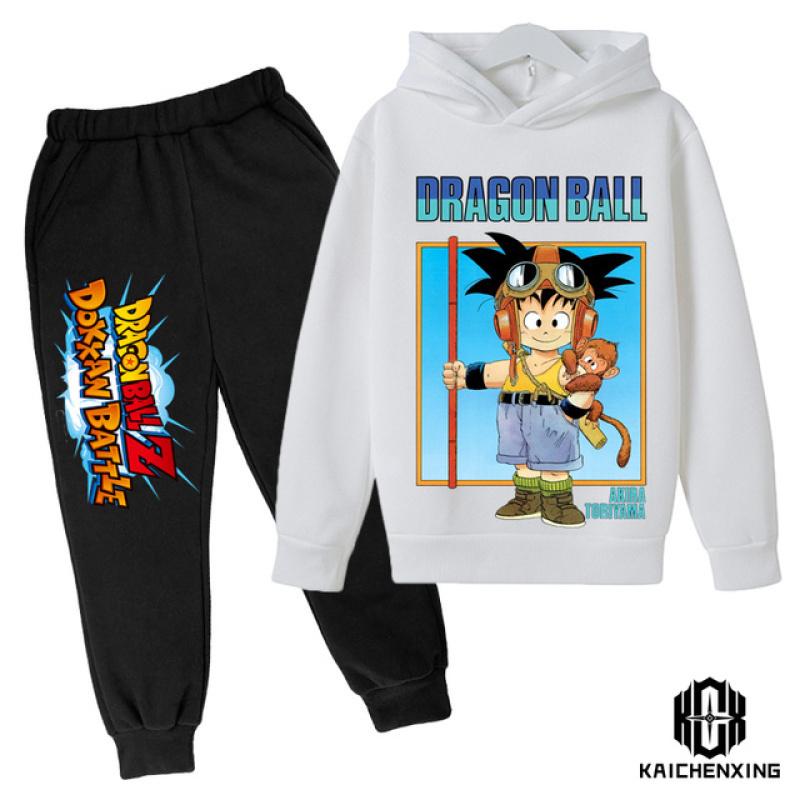 Dragon Ball Kinder Kapuzenpullover MantelHerbst Mädchen Langarm Warm Jungenanzug 4 bis 14 Jahre alt Jacke Jungenkleidung Pullover Top Hosen