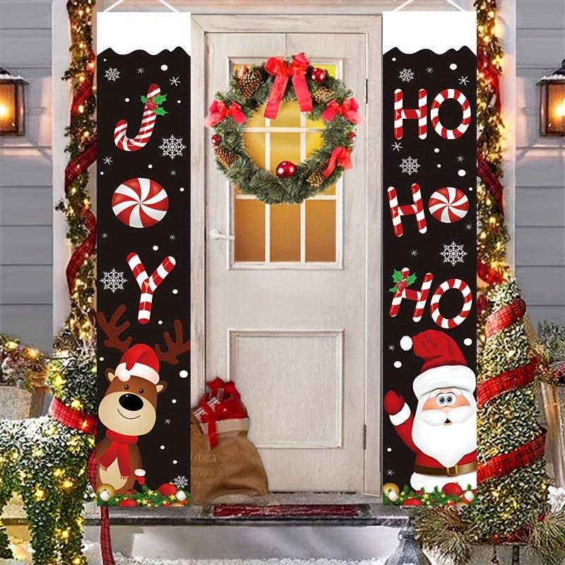 A Pair of 2D Couplets for a Joyful Christmas Banner: Featuring Designs of Reindeer And Santa Claus, Perfect for The Winter Holidays, No Power Source N