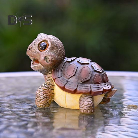 Turtle Statue Garden Mini Figurine Waterproof UV Resistant Mini Size Adorable Turtle Shaped Animal Statue Yard Ornament