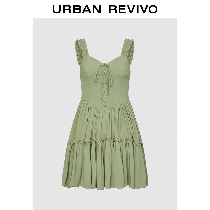 

UR 2025 Повседневное платье-камисоль с оборками и завязками XL