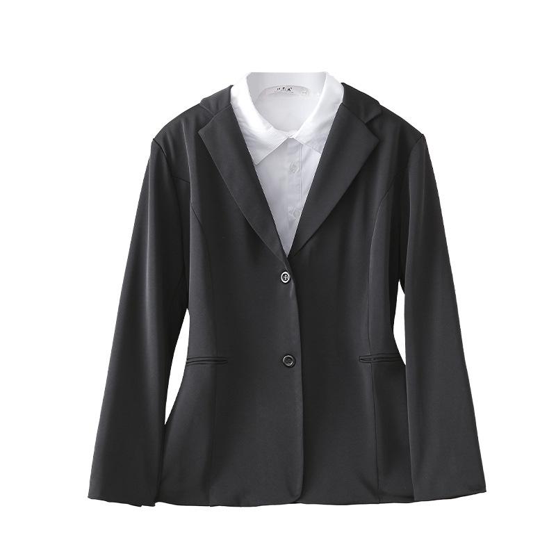 **Deep Gray Plus Size Women's Suit Jacket: Spring/Autumn Professional Formal Wear Set**