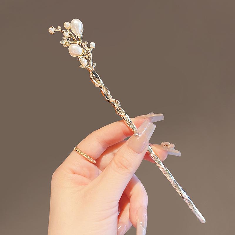 Exquisite Pfirsichblüten Quaste Haarnadel für Hanfu Hochsteckfrisur