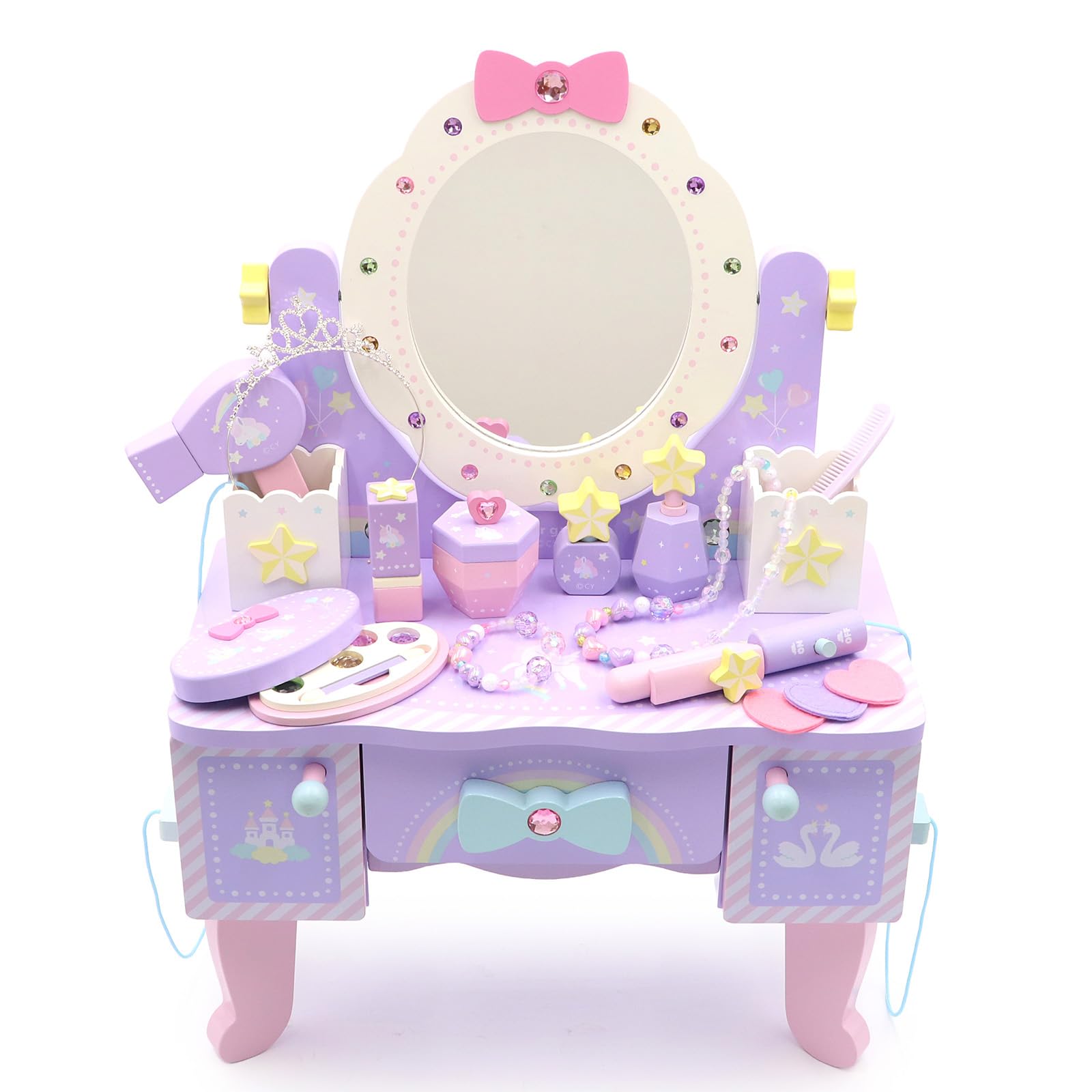 Mother Garden Pretend Play Tiara Dresser  Unicorn  Wooden Toy Dresser Children s Toy 263-37031