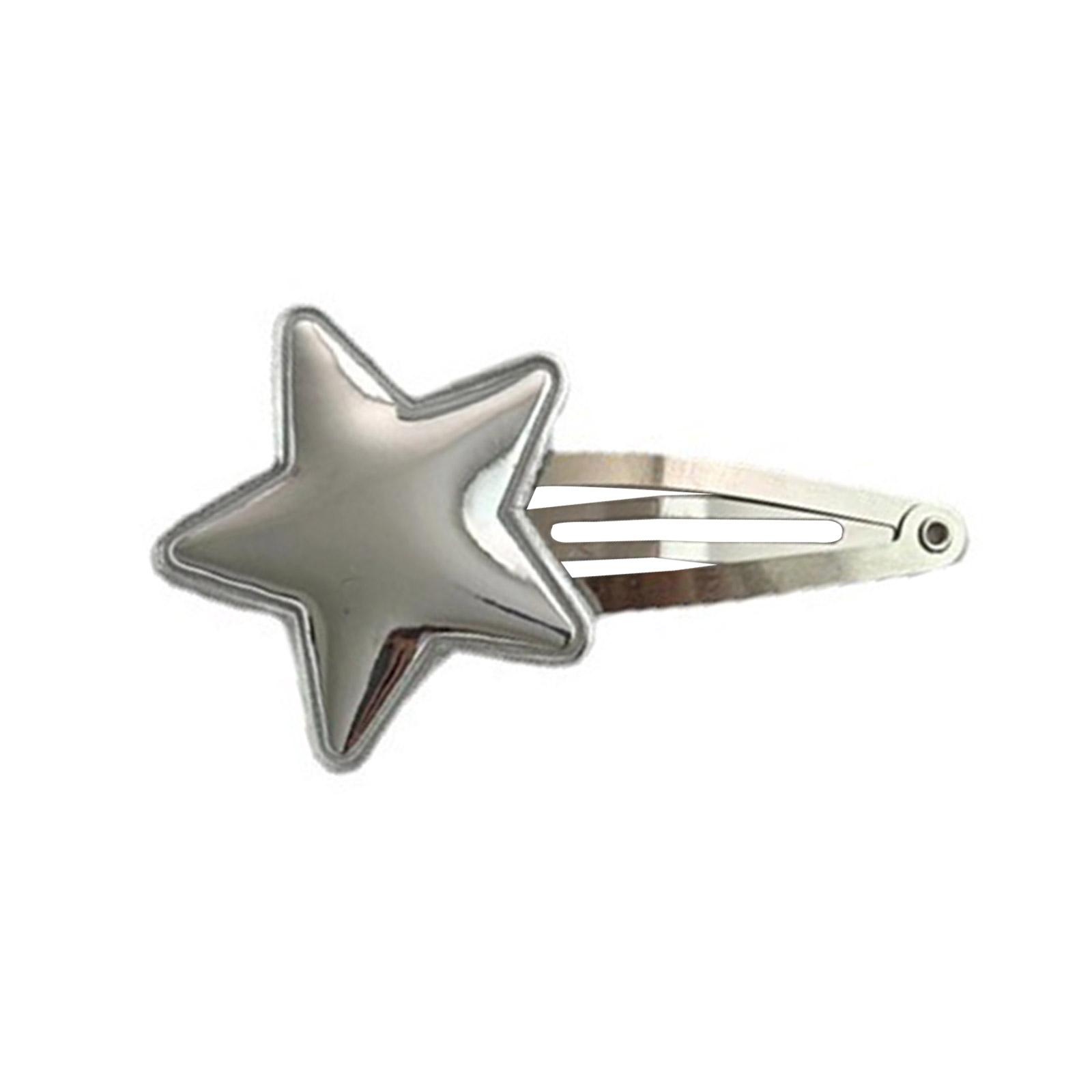 

Lovely Five-Pointed Star Hair Clip PU-Leather Hairpins Barrettes Sweet Hair Side Clip Hair Accessory for Kid Teens Girls 1 срібний