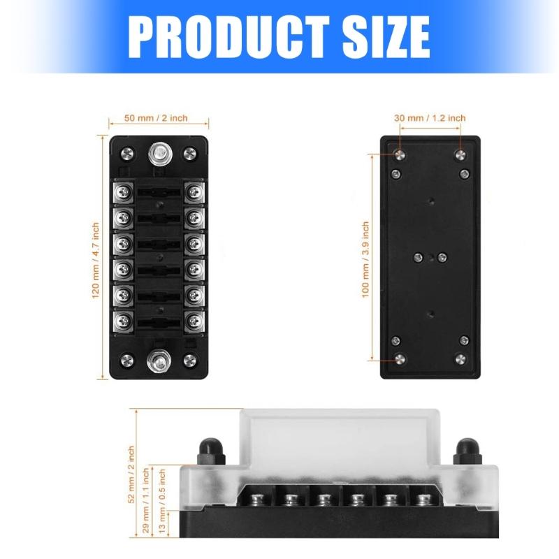 6 Circuit Automotive Fuses Block with LED Indicators 30A Per Slot Waterproof Design Fuses Holder For Motorcycle Use