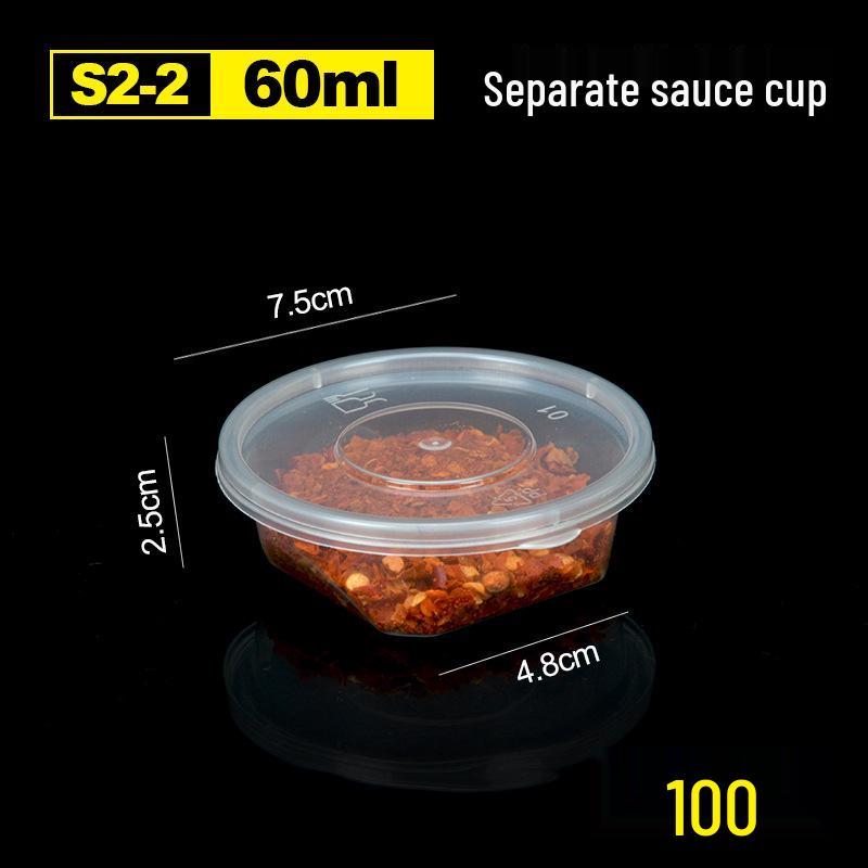 100 Tazzine di Plastica Monouso per Salse con Coperchio - Ideali per Polpa di Frutto della Passione, Salsa Piccante, Salsa di Soia e Condimenti