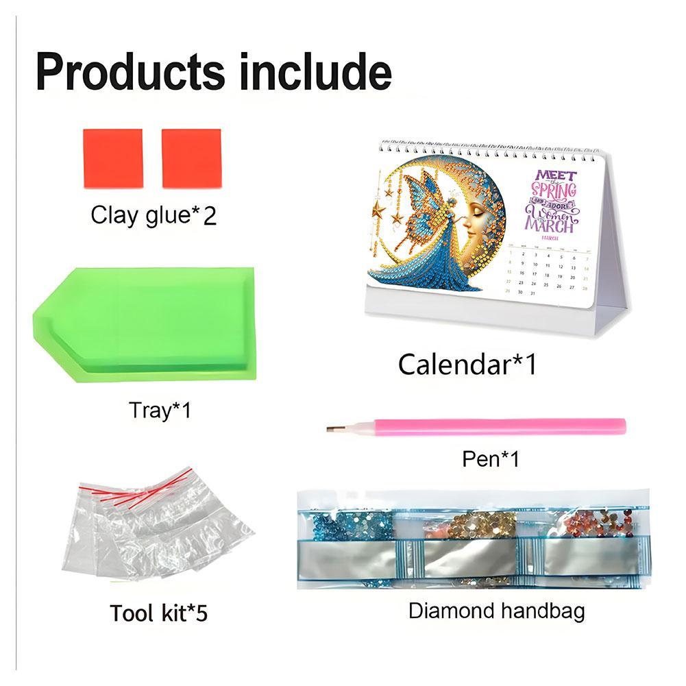 2026 DIY Diamond Painting Calendar Art Desk Calendar Irregular Diamond Painting Crafts Home Office Desktop Calendar Decoration