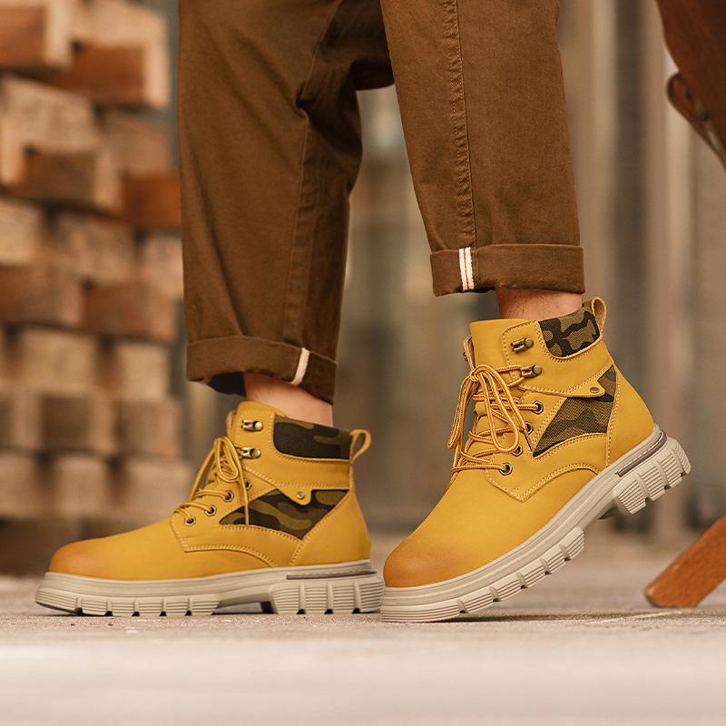 Fashion Leather Men's Fashionable Ankle Boots Autumn Winter Male Low Top Sneakers Versatile Motorcycle Boots New High Top Walking Botas