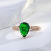 Water Drop Green Natural Zircon Ring For Women Fashion  Rose Gold Color Bride Wedding Accessories Daily Jewelry