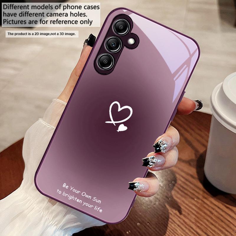 Gradient Heart Shape For Samsung A73 72 71 A70 56 55 54 A53 52 51 A50 42 A35 A34 33 32 31 26 25 24 23 22 30 Glass Phone Case