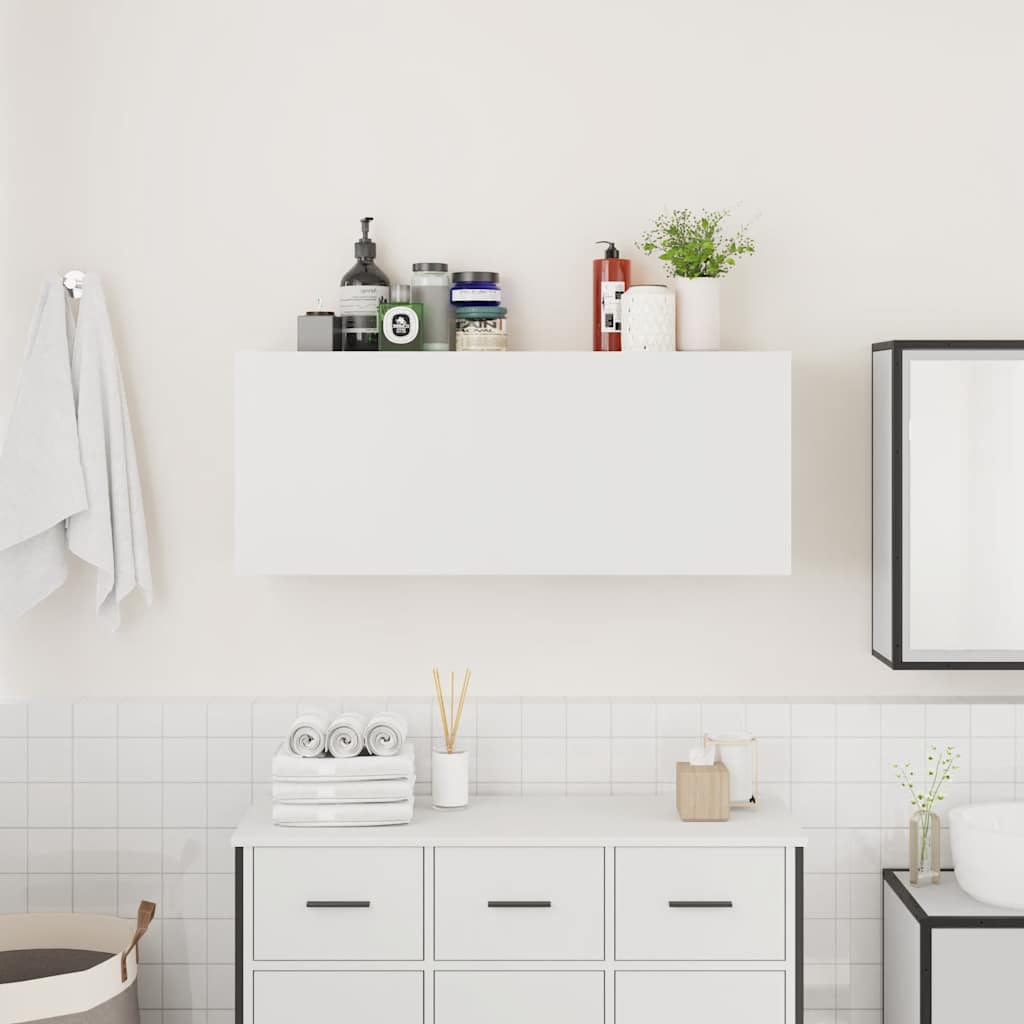 Biała szafka ścienna do łazienki 100 x 25 x 40 cm Płyta wiórowa