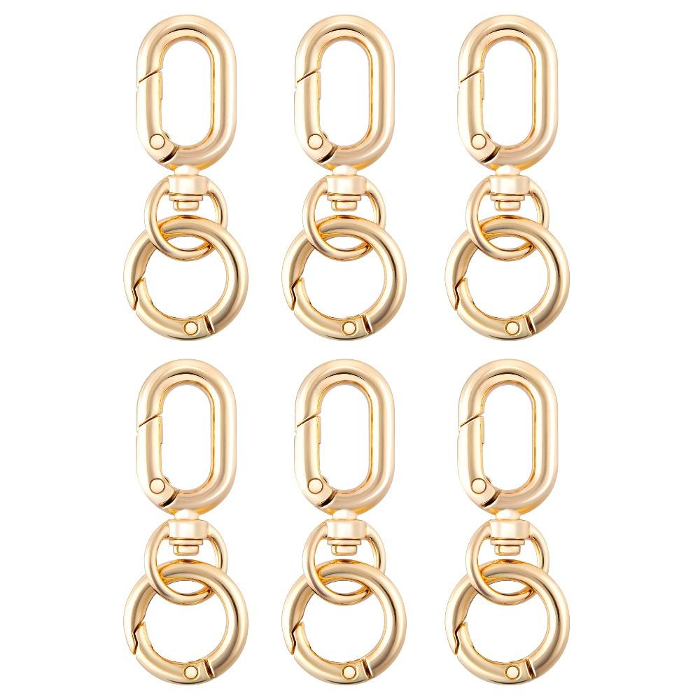 12pcs Double Opening Swivel Clasp Clips Metal Swivel Spring Snap Hooks Key Chain Clip with Key Ring Spring Coil Opening Keychain