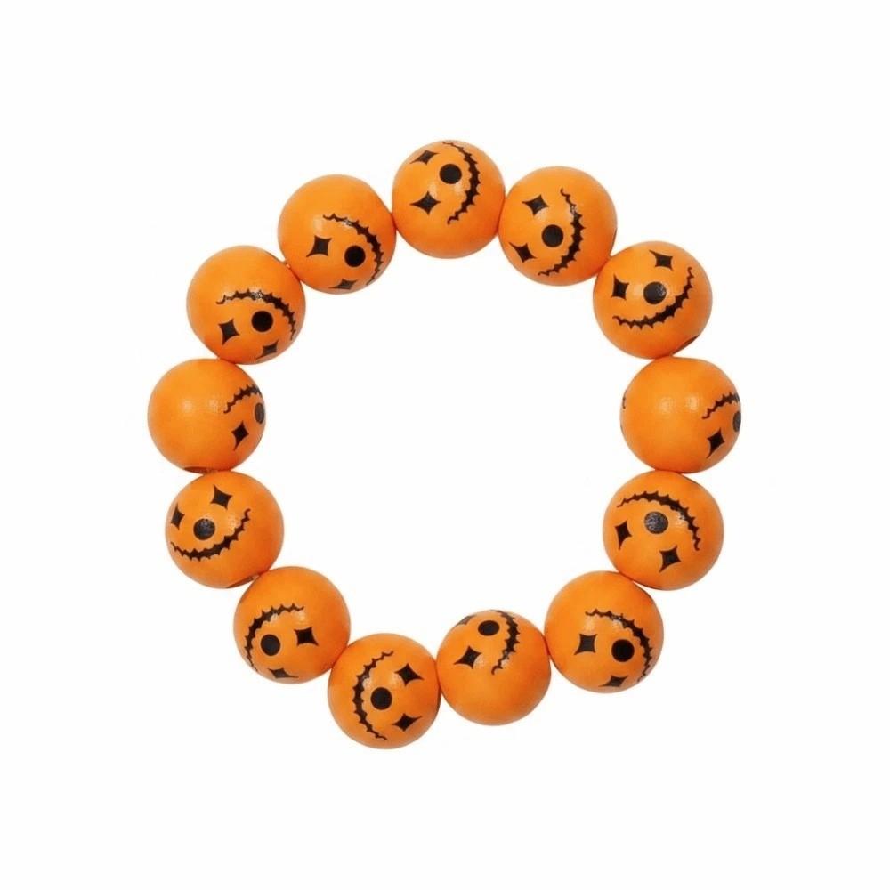 Elastic Halloween Bracelet Stretchy Wood Wristband Devil Eye Bangle Pumpkin Beads Bracelet Couples