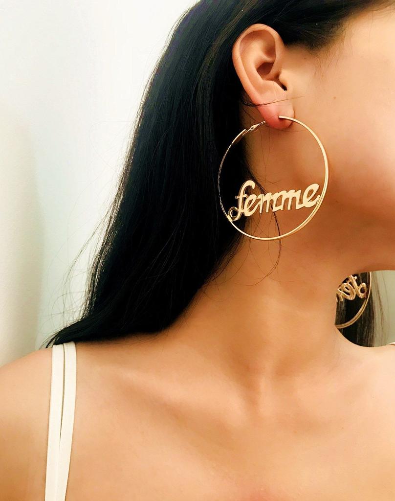 Party Gold Hip-hop Jewelry Gift Hyperbole Large Circle Femme Baby Letter Round Hoop Earrings