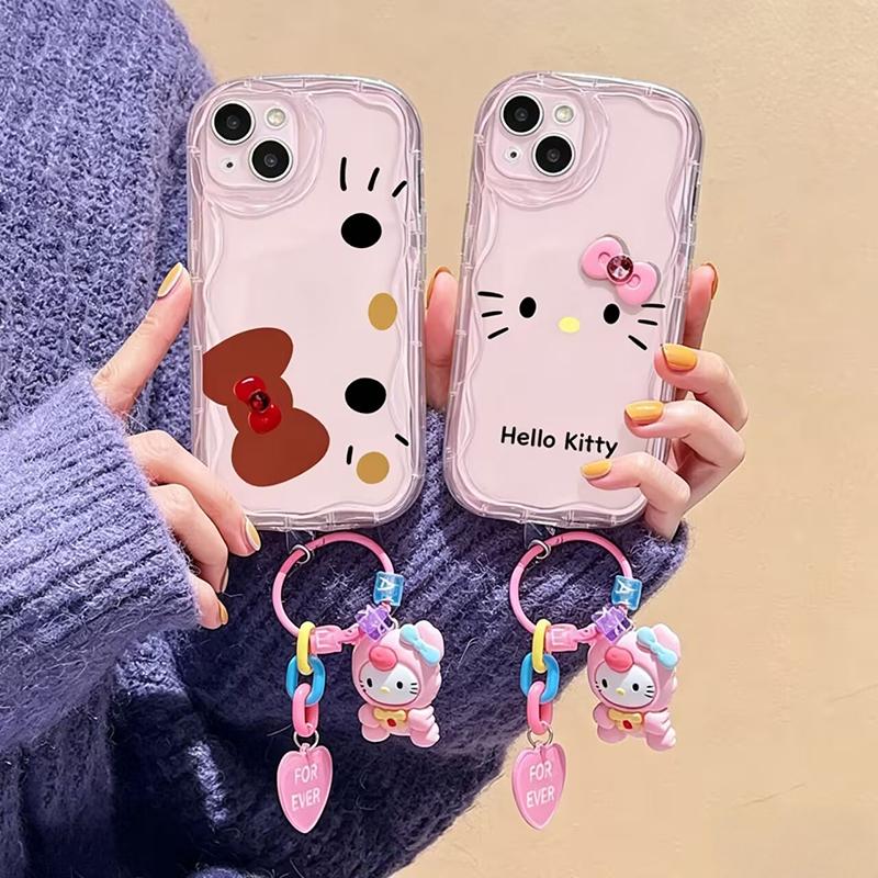 3D Bow Pink Hello Kitty Pendant Cover For Iphone 17 Pro Max 17 Air 16 15 14 13 12 11 Pro Max 16e Plus12 13 Mini 16+ Phone Case