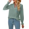 Women's Fashion Color Cut-out And Pleated Leaf Sleeve V Neck Loose Sleeve Top