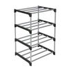 4 Tier Stackable Shoe Rack Holds 8 Pairs Metal Tube Plastic Connectors Durable Modular Storage Solution Closet Entryway Garage