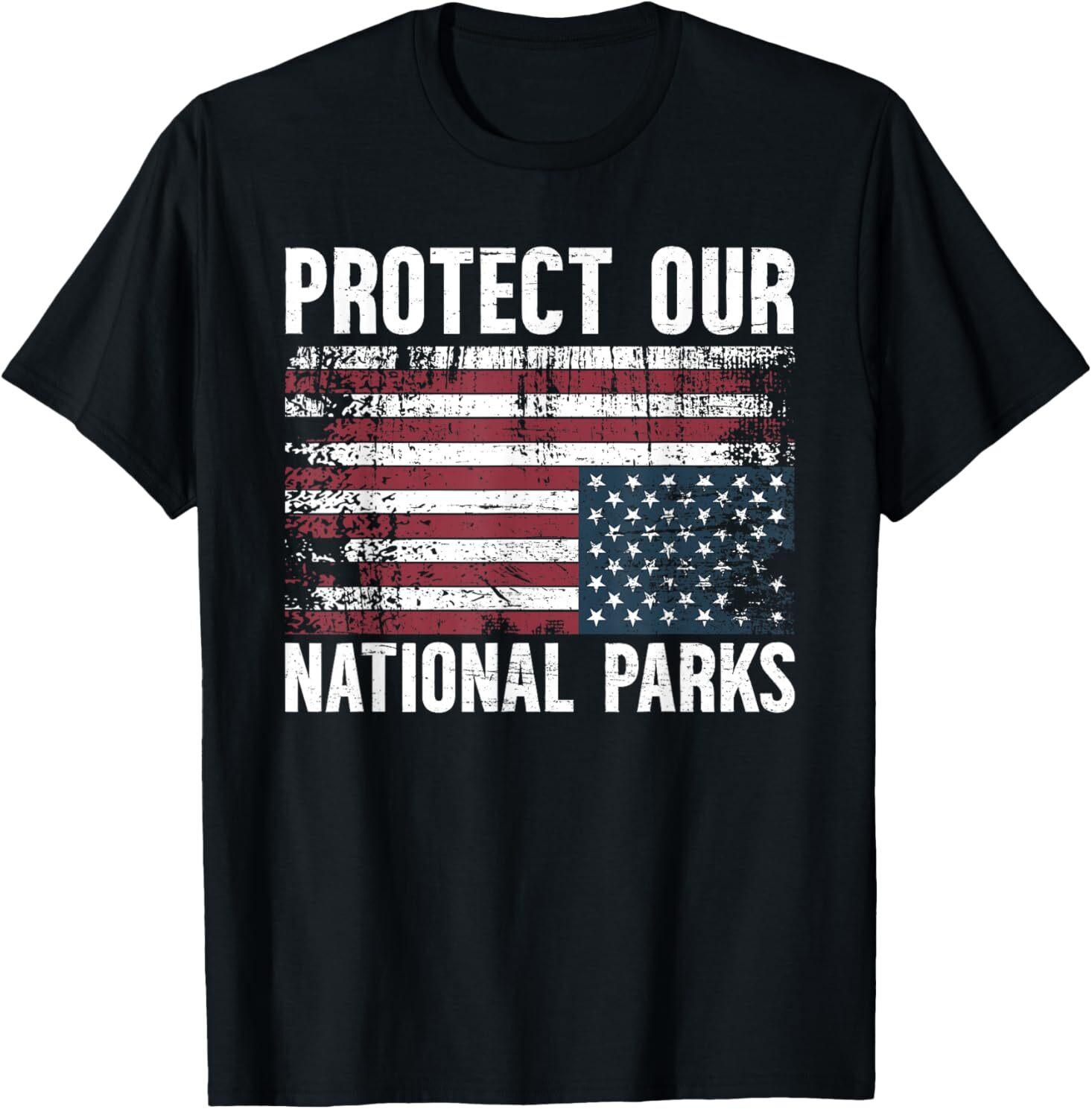 Protect our national parks upside down flag protest T-Shirt S