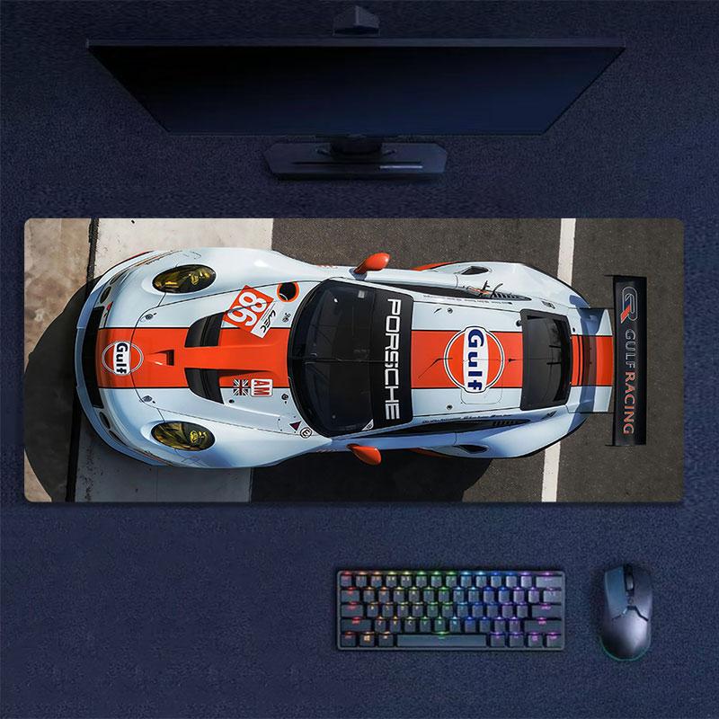 Gulf Racing Art Mouse Pad, Large Gaming Desk Mat, Non-slip XXL Mousepad for Laptop & Tablet, Mini PC Playmat with Stitched Edges