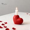 Family Table Candle Holder Red Heart Shaped Candlestick Romantic Ceramic for Elegant Wedding Party Dining Centerpiece Anniversary Valentine's Day Home