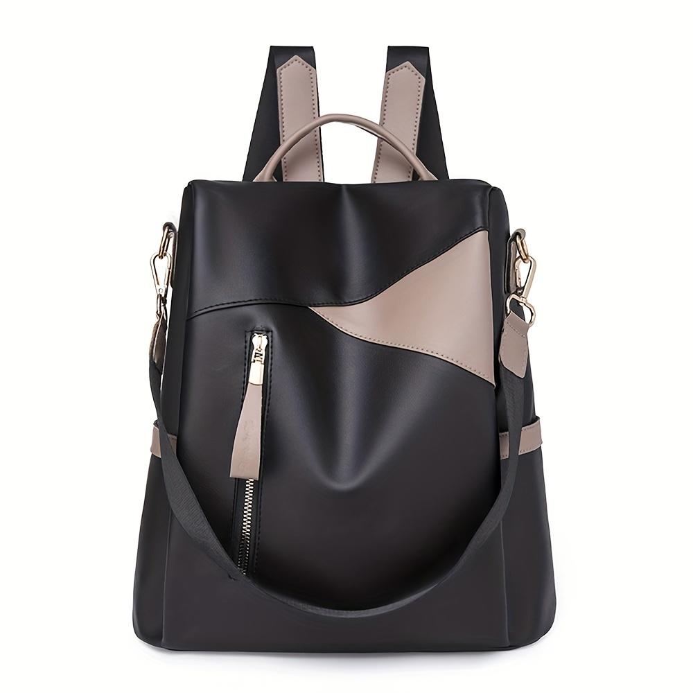 

1 женский рюкзак, мягкий кожаный рюкзак, большой вместимости, повседневный рюкзак с цветными блоками, модный студенческий рюкзак Pack of 1