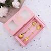 Heart-Shaped Golden Spoon & Fork Gift Set