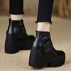 Women'S Ankle Boots Autumn Vintage Fashion Height Increase Platform Short Boots Outdoor Non Slip Wear-Resistant Wedge Shoes