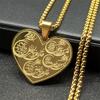 Allah Koranvers Herz Anhänger Halskette für Damen Herren Edelstahl Goldfarbe Islamischer Koran Männliche Kette Schmuck NZZZ921S02