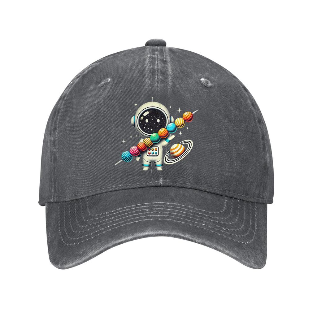 Astronaut Planet Skewer Cotton Baseball Cap Unisex Casual Adjustable Sun Protection Dad Hat