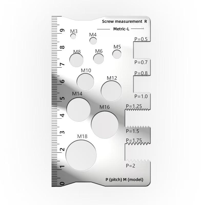 

304 Stainless Steel Screw Measuring Gauge Set Precision Thread Pitch & Bolt Size Caliper Tool | M12 Diameter Ruler | Ideal Fat