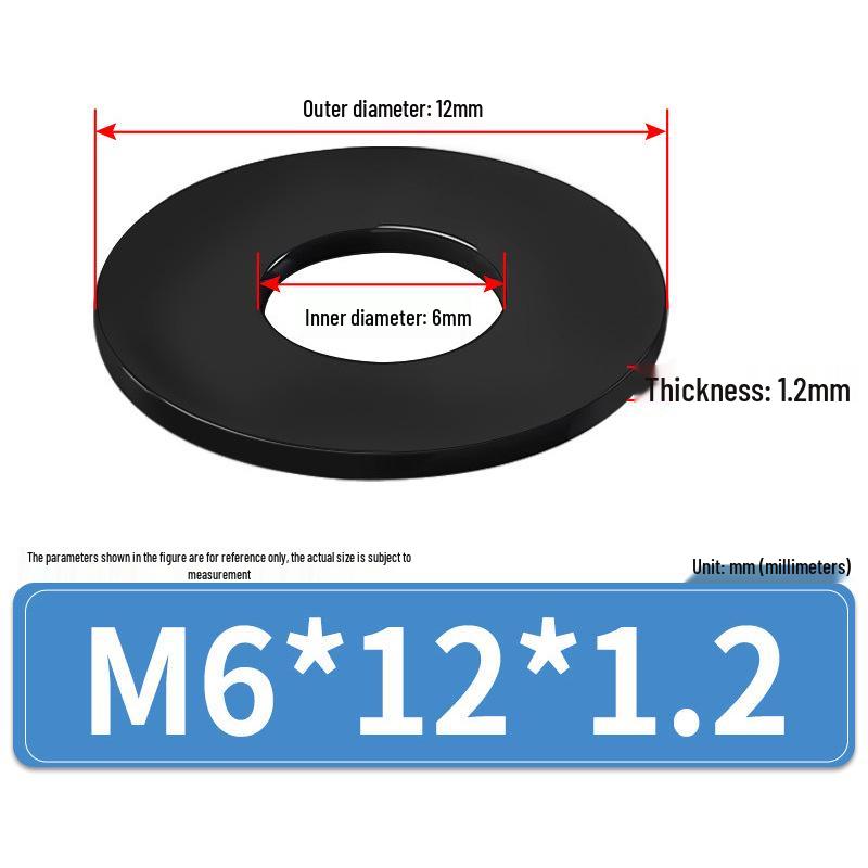 8.8 Grade Black Hardened High-Strength Oversized Flat Metal Spacer Washer (M2-M8)