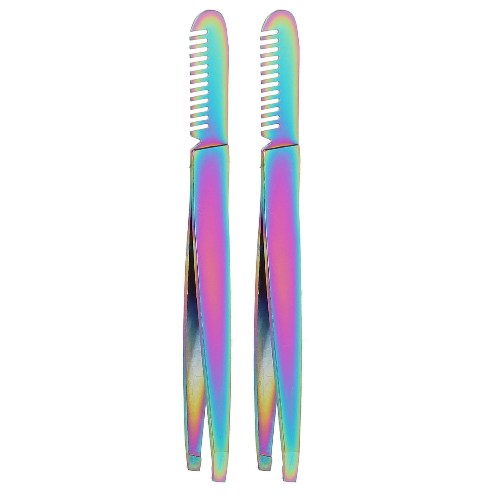 

2PCS Eyebrow Tweezers Dual Heads Firmly Clamp Comb Stainless Steel Eyebrow Trimming Tool