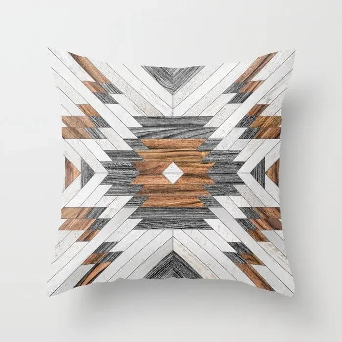 Farmhouse Home Decor Sofa Pillow Creative Wood Grain Marble Pillowcase Fashion Geometric Cushion Cover 40x40cm  50x50