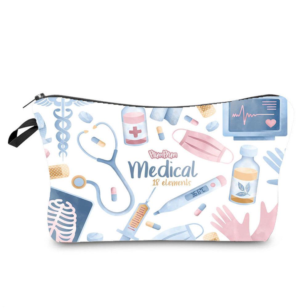 Women Nurse Print Cosmetic Bag Toiletries Organize Travel Storage Case  6443